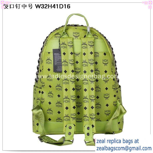 High Quality Replica MCM Medium Top Studs Backpack MC4232 Green - Click Image to Close